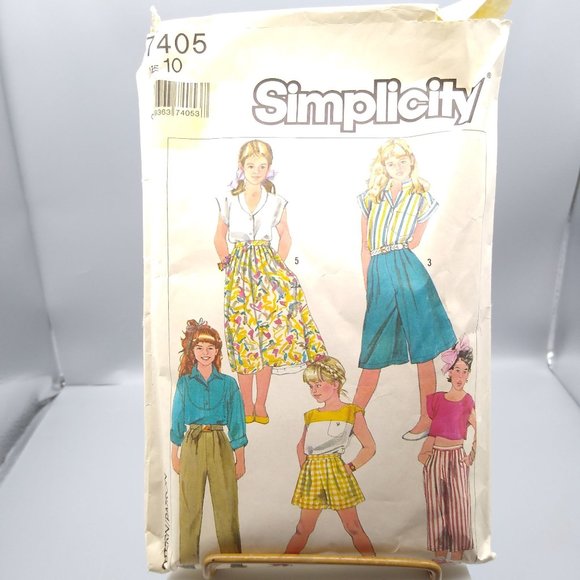 UNCUT Vintage Sewing PATTERN Simplicity 7405, Girls 1986 Easy to Sew Pants and C - Picture 1 of 2